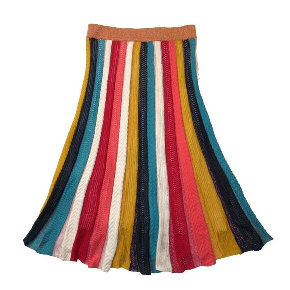 NWT Farm Rio x Anthropologie Petite Jimena Knit Maxi in Rainbow Stripe Skirt LP - Picture 5 of 7
